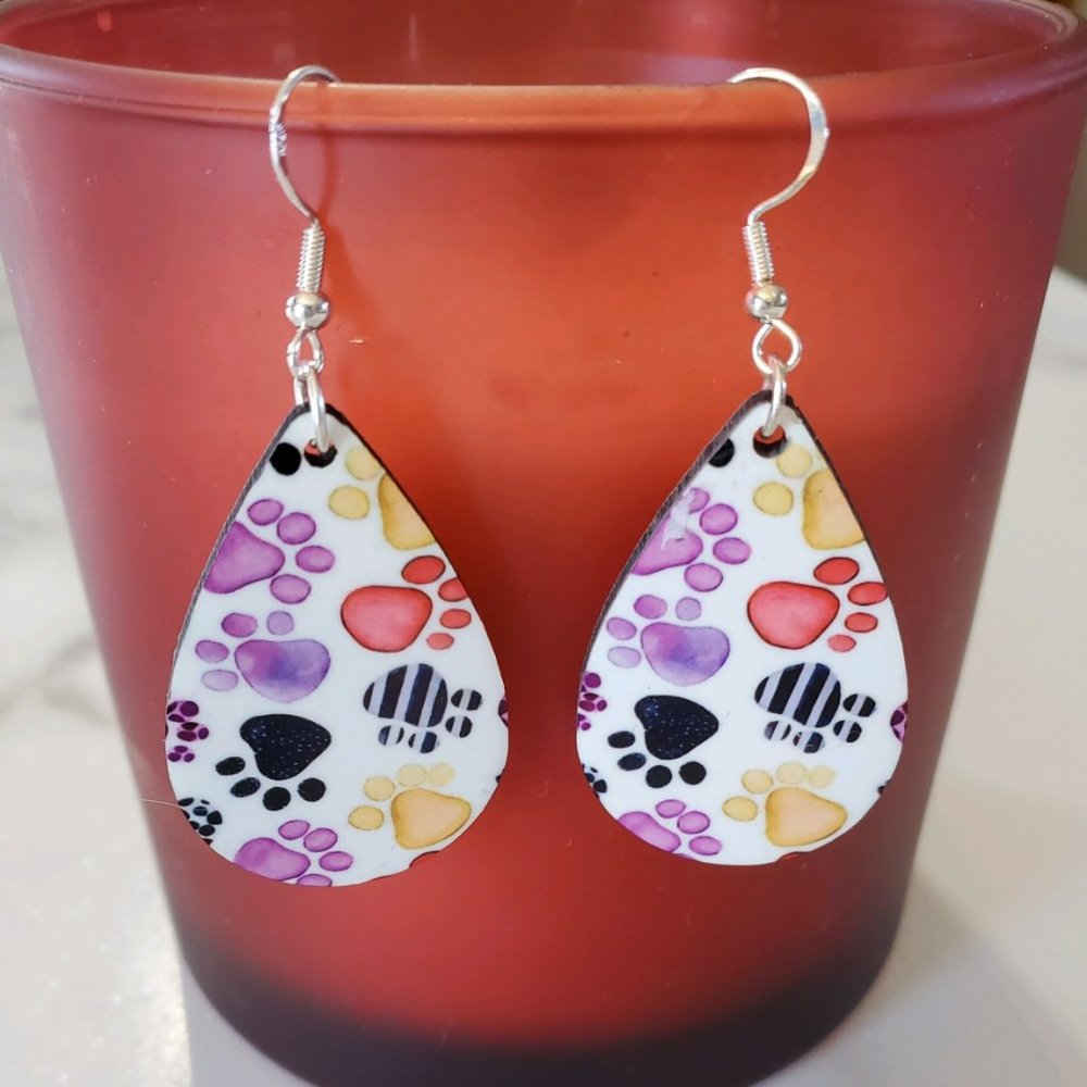 Paw Prints Teardrop Earrings